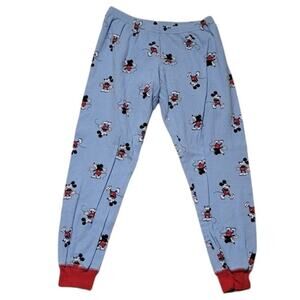 Disney Mickey Mouse Corduroy Pajama Bottons Kids Blue & Red Lounge Sleepwear - L